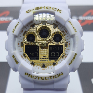 G-Shock Automático Branco com Fundo Dourado