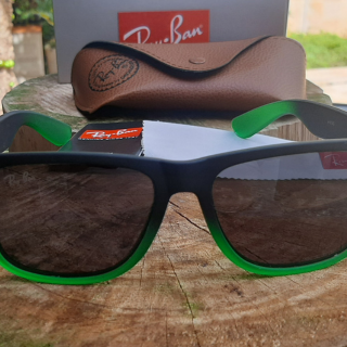 Ray Ban Justin Armação Preta e Verde Lentes Escuras Polarizadas