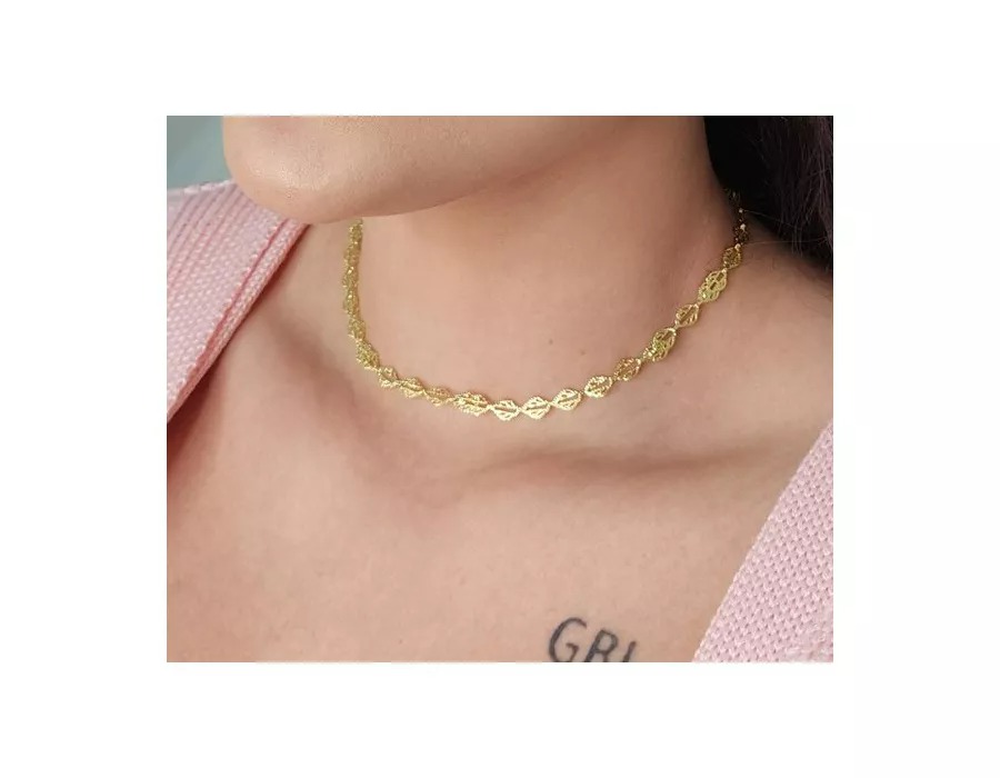 Choker com Folhas Banhado em Ouro 18k