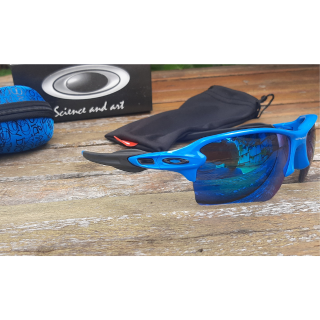 Óculos de Sol Oakley Flak armação azul, lentes azuis espelhadas