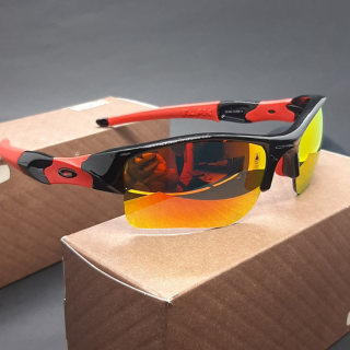 Óculos de Sol Oakley Flak armação preta e vermelha