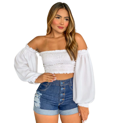 Short 4 Botoes Azul Marinho