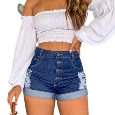 Short 4 Botoes Azul Marinho