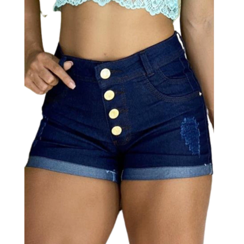 Short Jeans Com Lycra Barra Dobrada