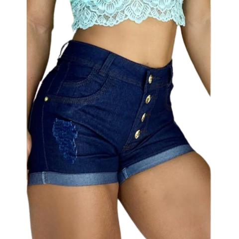 Short Jeans Com Lycra Barra Dobrada