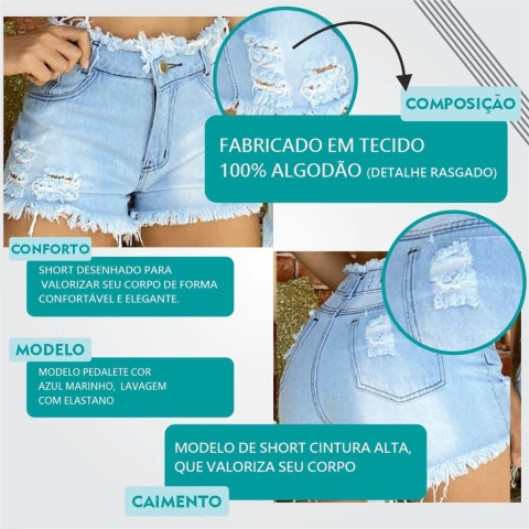 Short Jeans Lavagem Clara