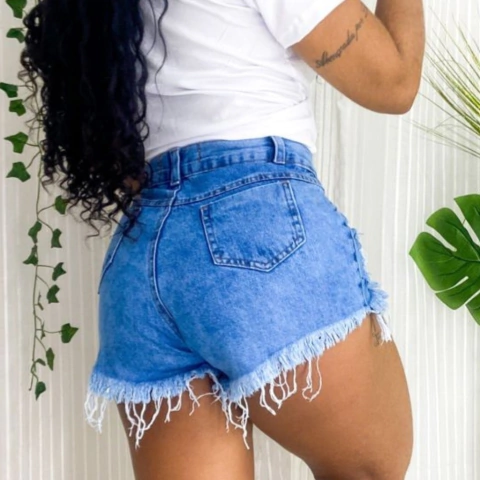 Short Jeans Amaciado Ziper