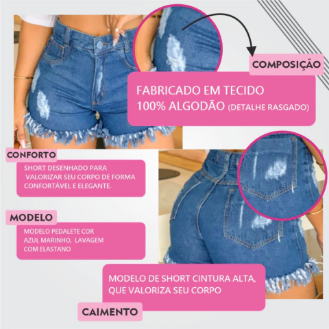Short Jeans Com Barra Desfiada