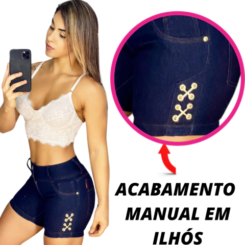 Short Bemuda Feminina Pedalete Jeans Com Lycra