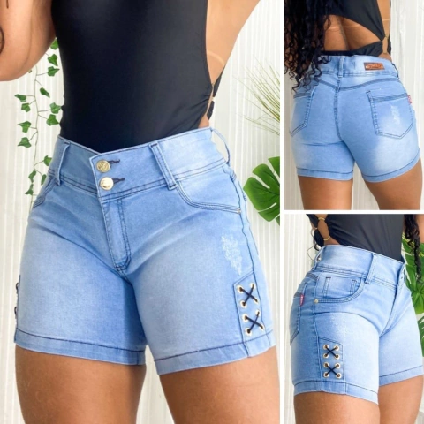 Short Meia Coxa Claro C Ilhos
