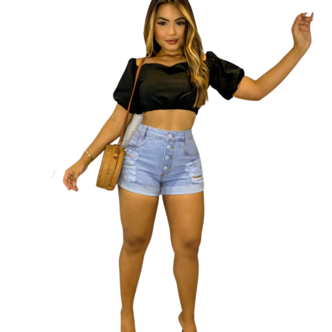 Shorts Jeans Bermuda Hot Pants Destroeyd Tendencia