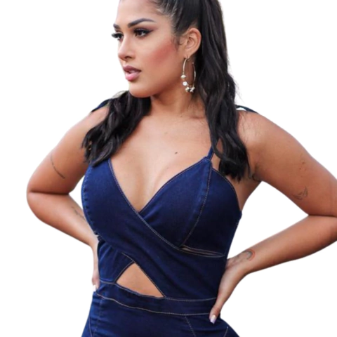 Vestido Feminino Jeans Com Lycra Azul Marinho
