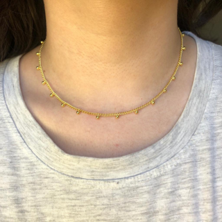 Choker Corrente com Bolinha Lisa Banhado em Ouro 18k