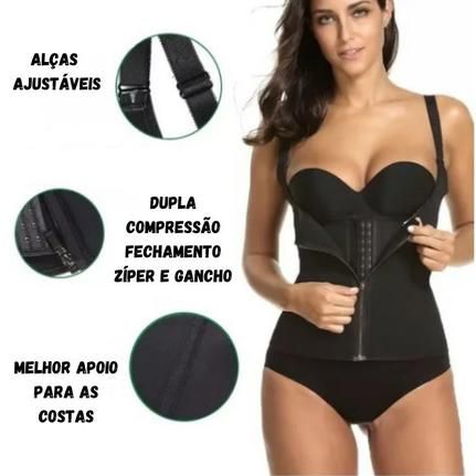 Cinta Modeladora Dupla Compressão Redutor Ziper Preto
