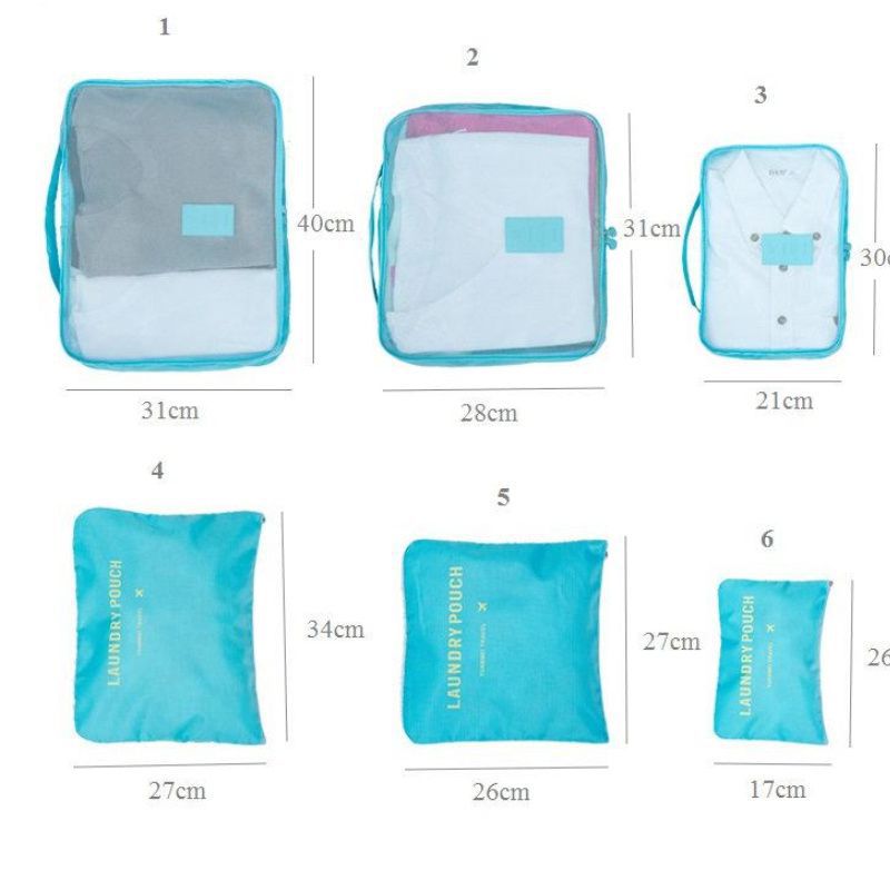 Organizador De Mala 6 Peças Nécessaire Viagem Bolsa Saco