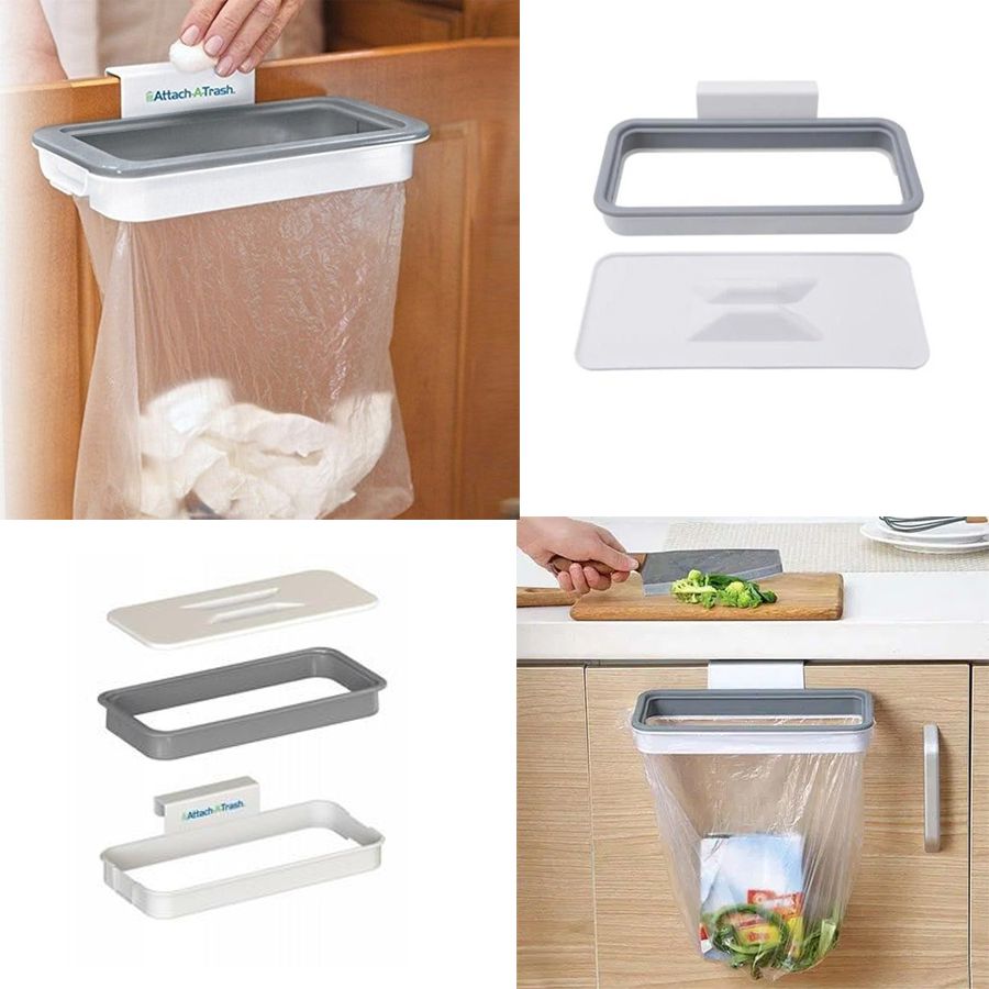 Lixeira De Cozinha Com Tampa Portatil Para Porta Cesto