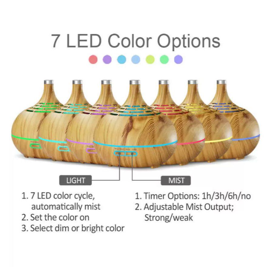 Umidificador Ultrassonico Difusor Aromaterapia Led