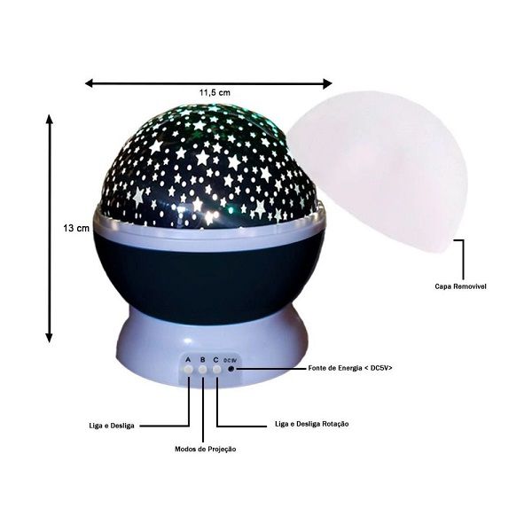 Luminaria Projetor Estrela 360 Star Night Light