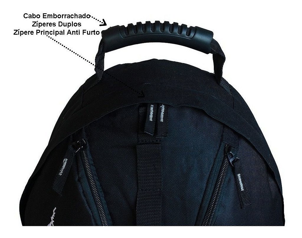 Mochila Unissex Resistente Preta Passeio Escolar Caminhada