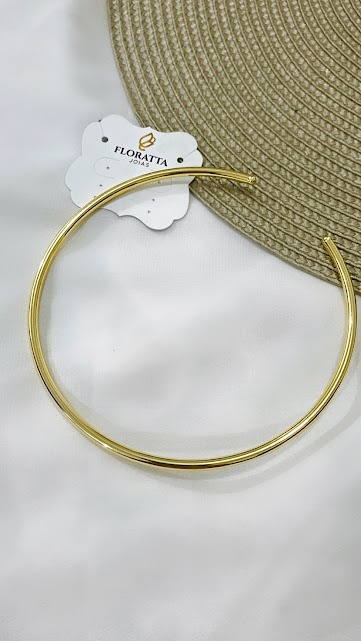 Choker Circular Aro Tubo Banhado em Ouro 18k