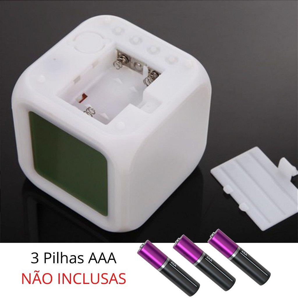 Relógio Cubo Digital Led Colorido Alarme Despertador