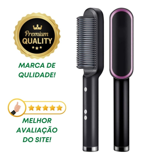 Escova Profissional Pente Alisadora 3 Em 1 Seca Modela Cabelo