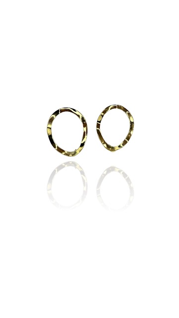 Brinco Oval Ondulado Banhado em Ouro 18k