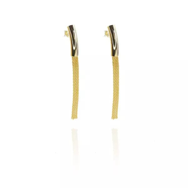 Brinco Fio Grosso Trabalhado Folheado a Ouro 18K