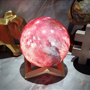 Luminária Lua Planetária 3D Colorida Touch