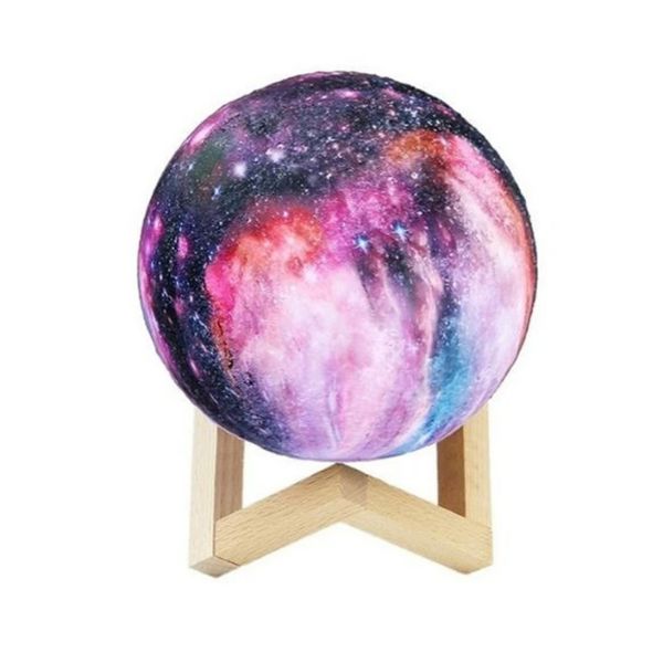 Luminária Lua Planetária 3D Colorida Touch