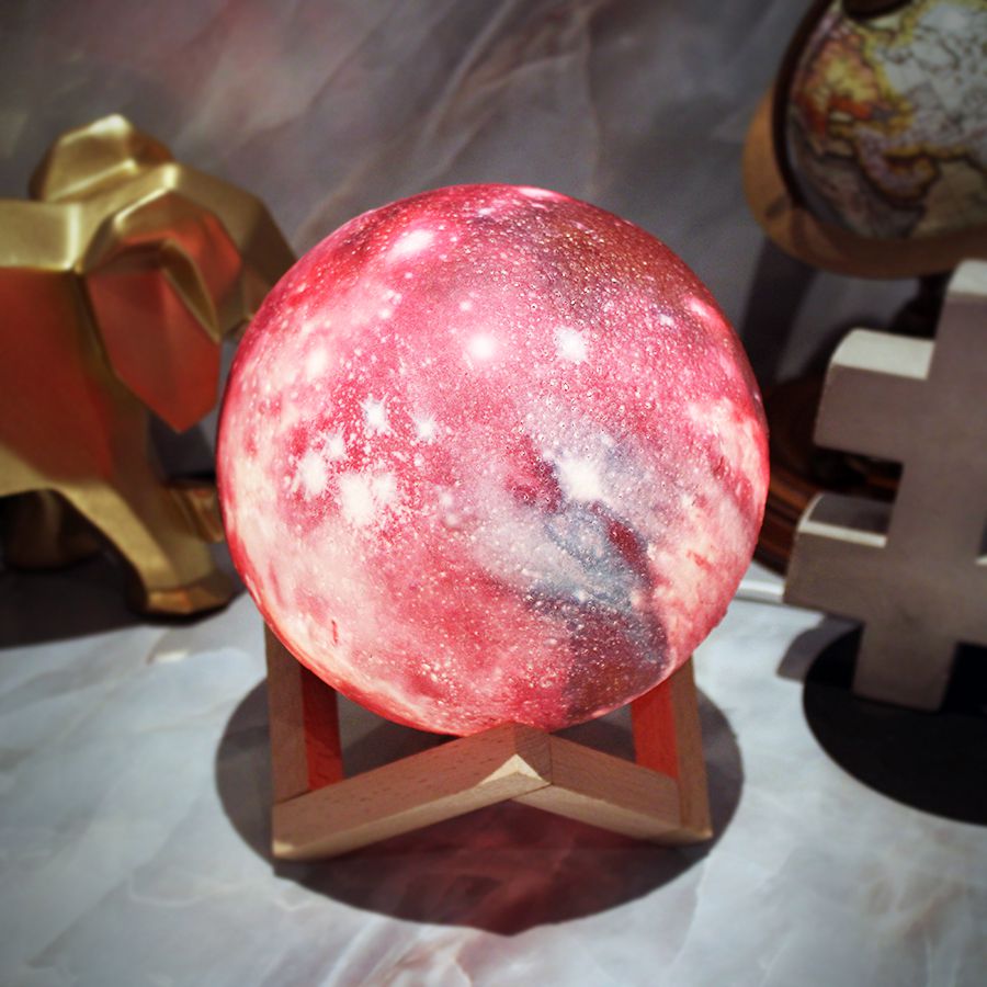 Luminária Lua Planetária 3D Colorida Touch