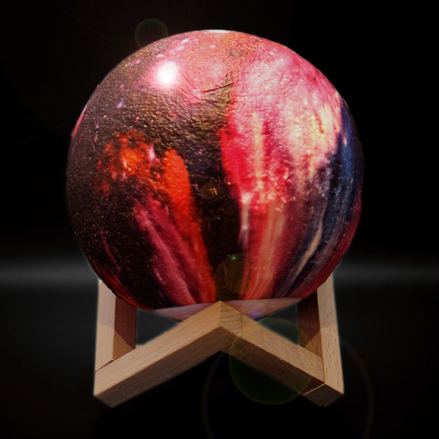 Luminária Lua Planetária 3D Colorida Touch