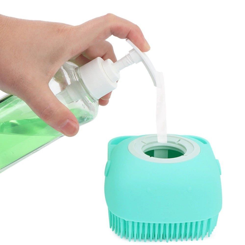 Esponja De Silicone Para Banho Massageador Dispenser Shampoo