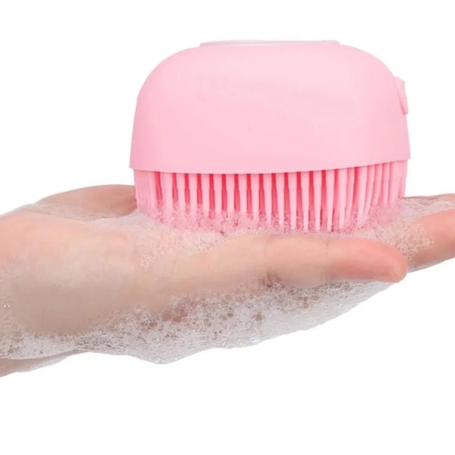Esponja De Silicone Para Banho Massageador Dispenser Shampoo