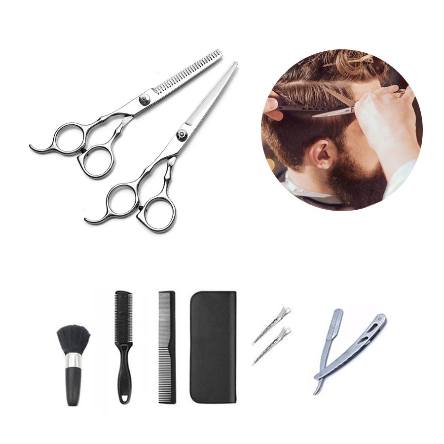 Kit Cortar Cabelo Tesouras Profissionais Aço Inox
