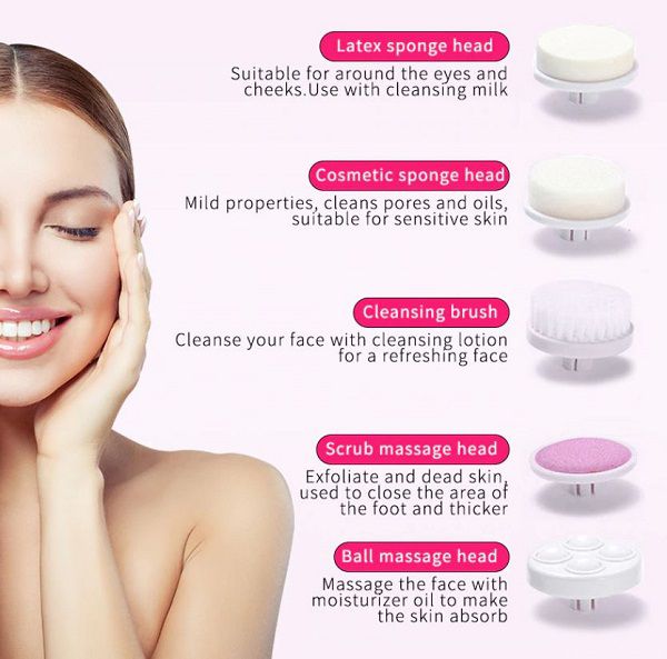 Massageador Facial 5 Em 1 Limpeza Pele Esfoliante Portátil