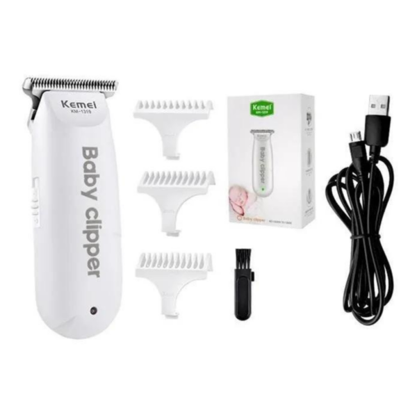 Maquina Cortar Mini Cabelo Bebe Criança Portátil Kemei 1319 Cor Branco