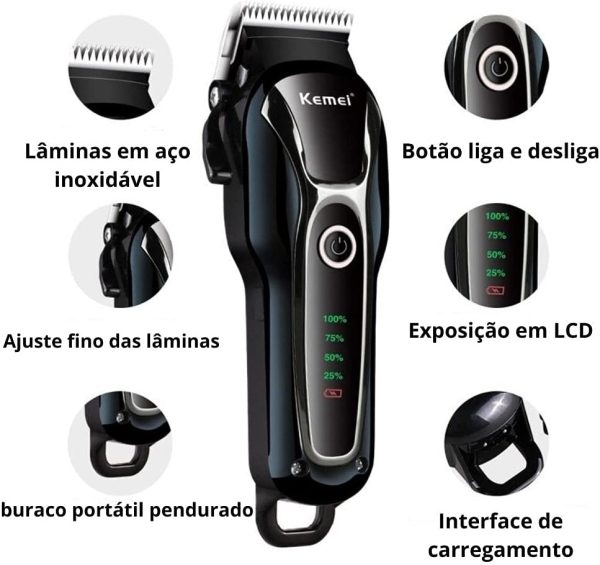 Máquina Tosa Pet Kemei Km-1991 Profissional S/ Fio Bivol