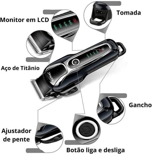 Máquina Tosa Pet Kemei Km-1991 Profissional S/ Fio Bivol