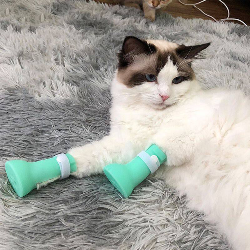 Sapatos Para Pet Bota Silicone Gato Anti Arranhão Ajustável