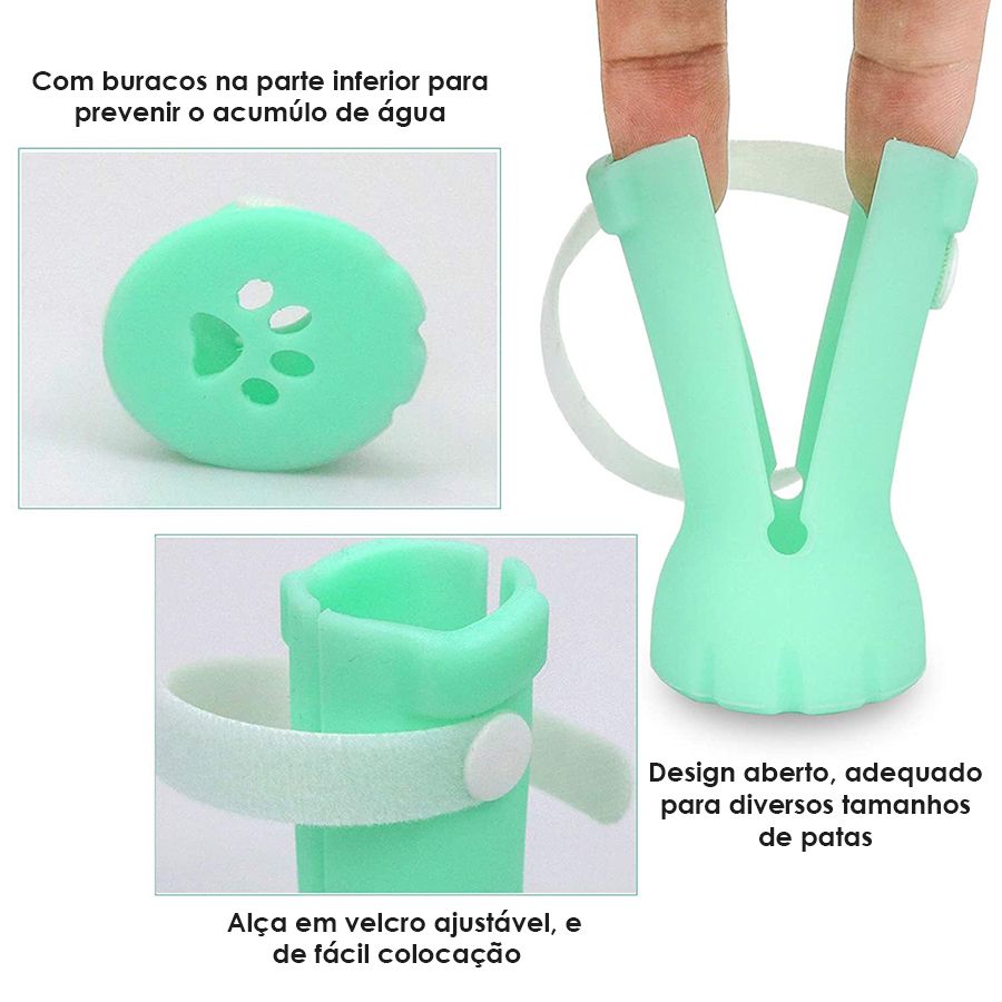 Sapatos Para Pet Bota Silicone Gato Anti Arranhão Ajustável