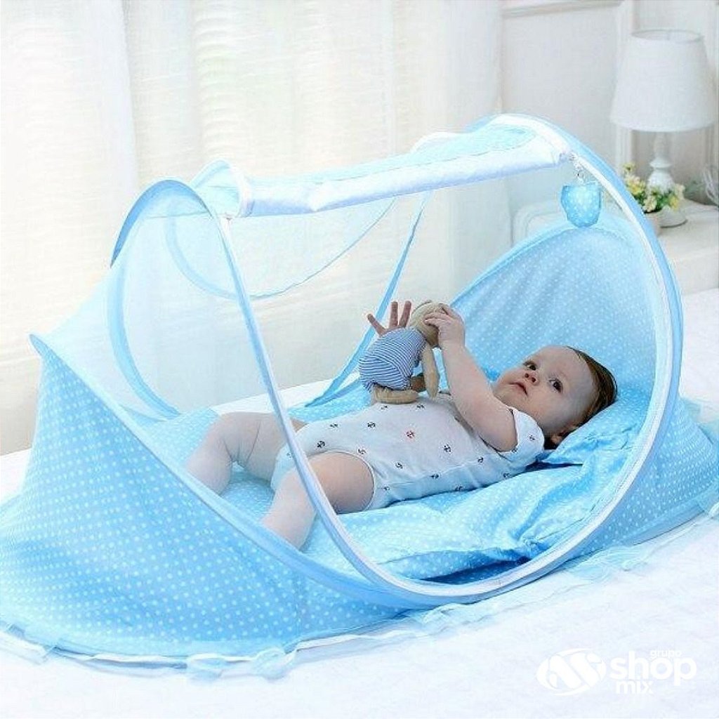 Berço Mosquiteiro Portátil Compacto com Zíper Proteção Bebê Toca Musica