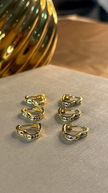 Brinco De Coração Com Micro Zircônia Incrustada Banhado em Ouro 18k