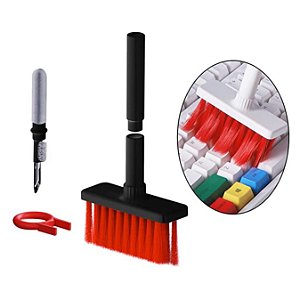 Kit Limpador Escova Multifuncional Teclado Fone de Ouvido e Eletrônicos 5 em 1