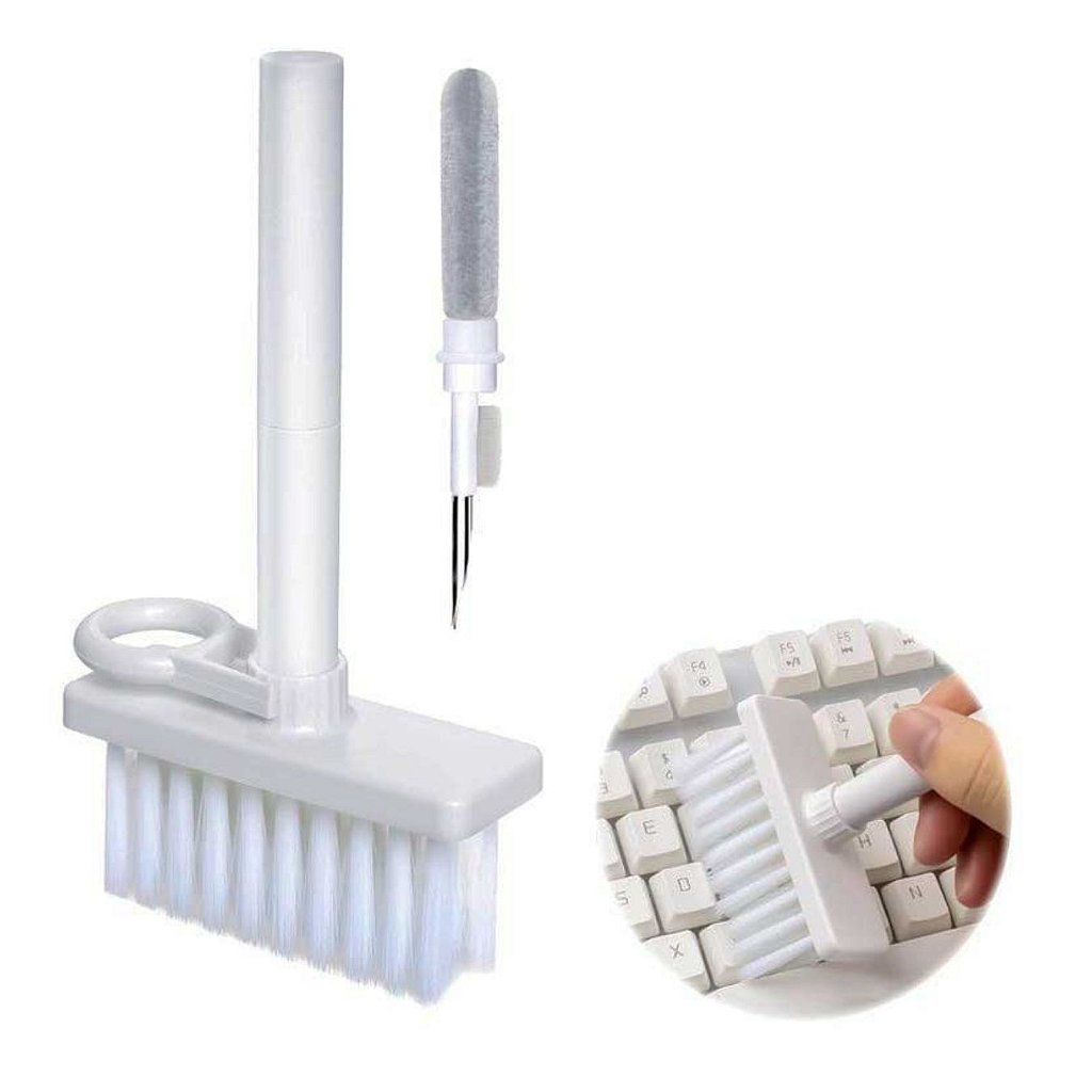 Kit Limpador Escova Multifuncional Teclado Fone de Ouvido e Eletrônicos 5 em 1