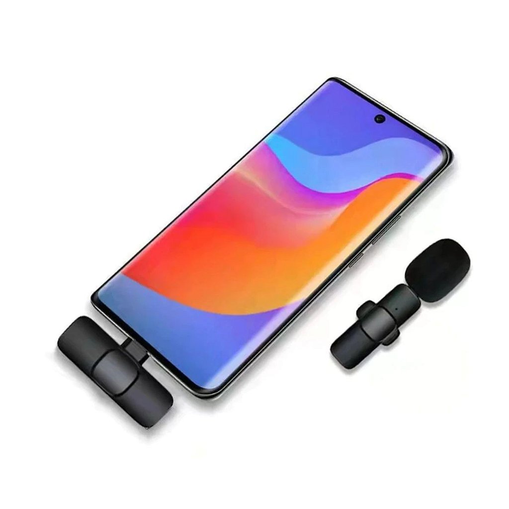 Microfone Sem Fio Transmissor Receptor De Lapela Para iPhone E Android Tipo c