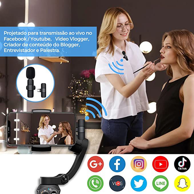 Microfone Sem Fio Transmissor Receptor De Lapela Para Android Tipo c