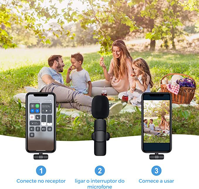 Microfone Sem Fio Transmissor Receptor De Lapela Para Android Tipo c