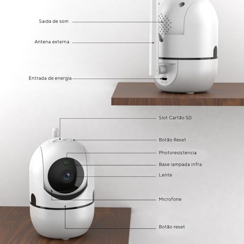 Câmera IP Varredura Automática Visão Noturna Wireless 720p