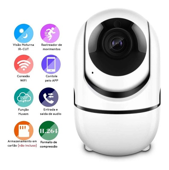 Câmera IP Varredura Automática Visão Noturna Wireless 720p